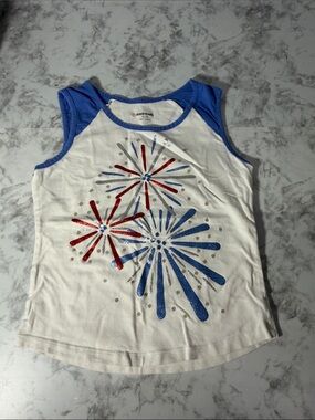 Christie Brooks Girls Firework Tank Top White Red Blue XL 16